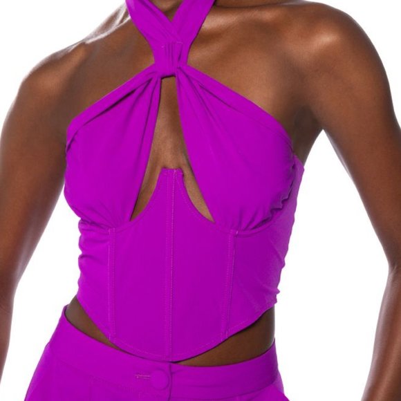 Akira Purple Cutout Halter Top - Picture 1 of 10